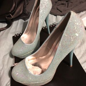 Ice blue glitter stiletto heels